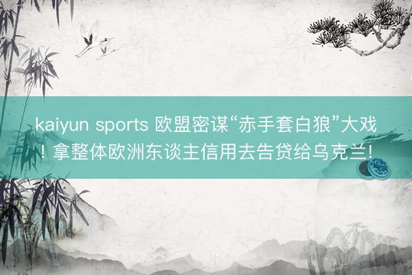 kaiyun sports 欧盟密谋“赤手套白狼”大戏! 拿整体欧洲东谈主信用去告贷给乌克兰!
